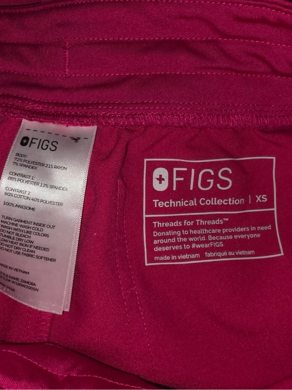 FIGS Technical Collection XS Pink Scrub Top - Bright Pink